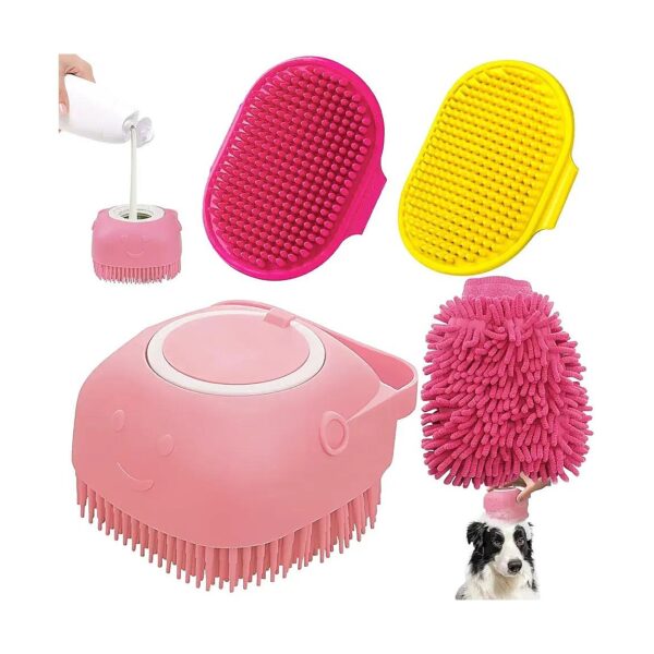 Silicone Dog Bath Brush Scrubber for Short Long Haired Dogs and Cats Grooming Cleaning