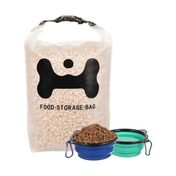 Silicone Dog Food Storage Bag with Collapsible Travel Bowls