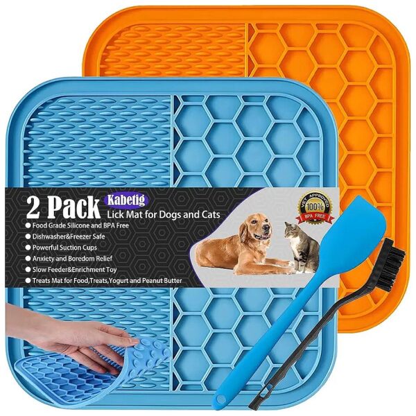 Silicone Dog Licking Mat XLarge with Scraper and Brush for Gentle on Jaws and Teeth