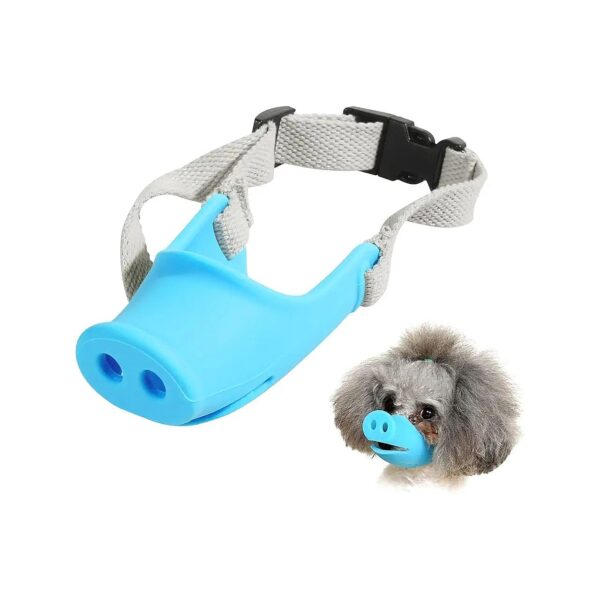 Silicone Dog Muzzle with Adjustable Strap Pig Nose Design for Small Medium Breed Dogs