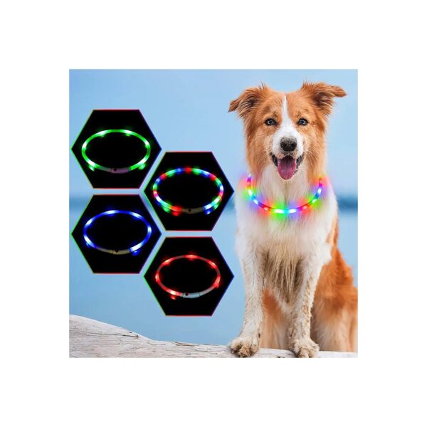 Silicone Flexi Dog Light Collar for Small to Large Breed Dogs with Mix Color