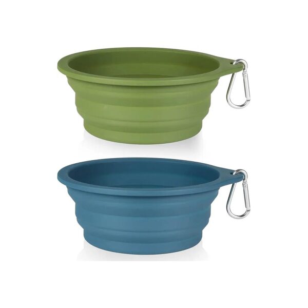 Silicone Pet Bowls for Dogs and Cats with Buckle Attachment for Secure Travel