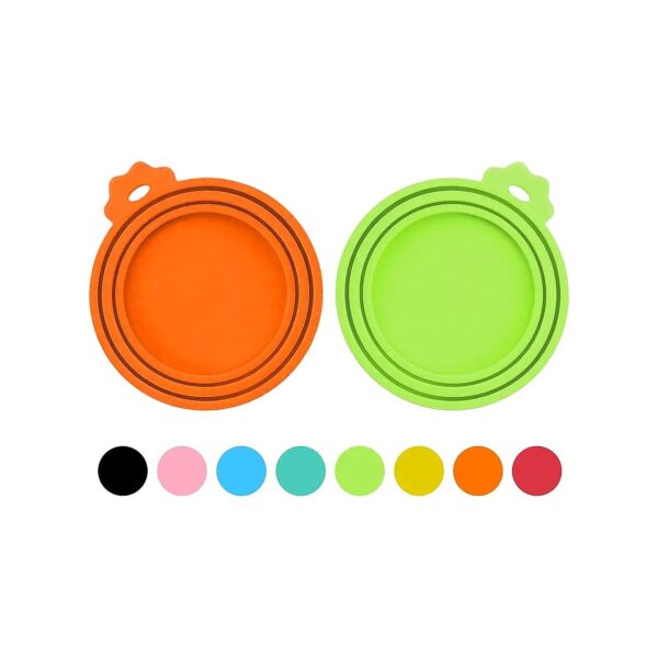 Silicone Pet Food Can Covers for Dog Cat Food Containers Orange/Green BPA Free