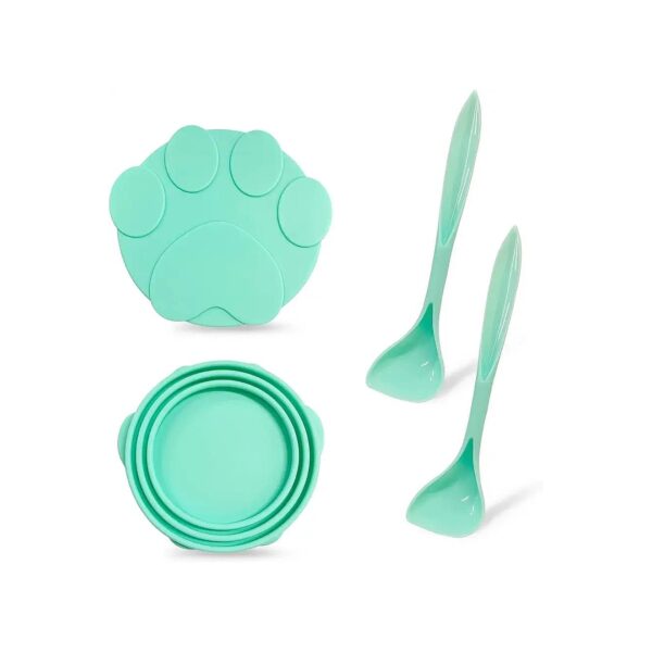 Silicone Pet Food Can Lids and Spoons Combo for Easy Food Storage