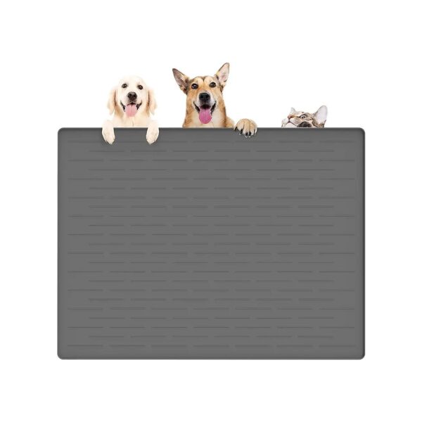 Silicone Pet Food Mat for Small Medium and Large Pets Dark Gray 4x5in