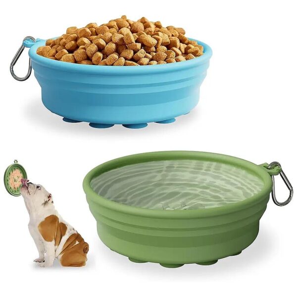 Silicone Travel Bowls with Anti-Slip Suction Cups for Small Medium Dogs at Home Outdoor