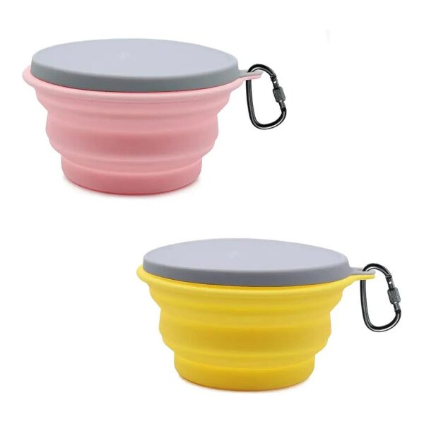 Silicone Travel Dog Bowls with Latch Lids, 2 Pack, Perfect for Outdoor Fun