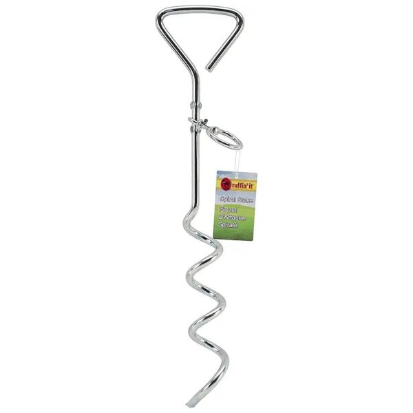 Silver Alloy Steel Pet Tie Out Stake for Outdoor Enthusiasts