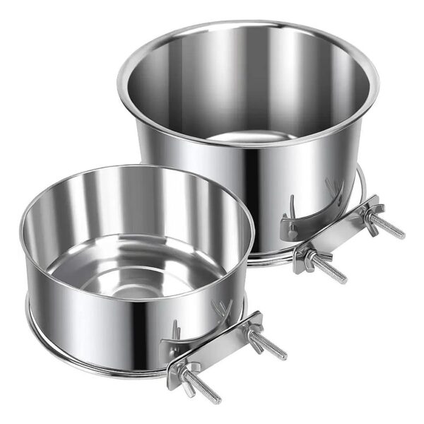 Silver Stainless Steel Dog Food and Water Bowls for Small Medium Large Breed Dogs