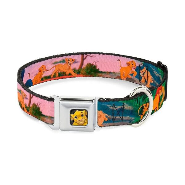 Simba Nala Growing Up Lion King Dog Collar Seatbelt Buckle 15-26 Inches 1 Inch Wide