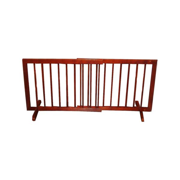 Simple and Secure Pet Gate for Small Areas Wooden Construction Walnut 21 x 20 Inches