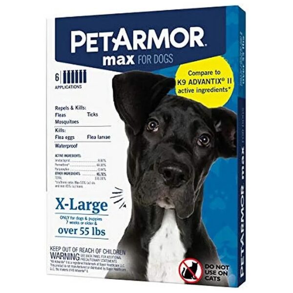 Six Month Supply Flea Tick Mosquito Prevention for Dogs Over 55 Pounds Waterproof