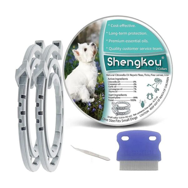 Six-Month Flea and Tick Protection for Small Dogs with Adjustable Collar and Tweezer