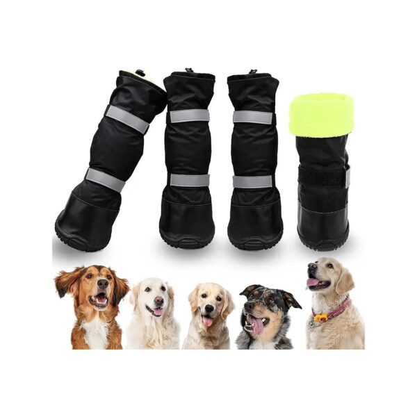 Skid-Proof Dog Boots with Thick Fleece Lining and Rugged Sole for Outdoor Hiking