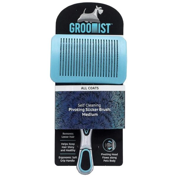 Slicker Dog Brush for Medium Dogs with Ergonomic Handle and Self Cleaning Feature