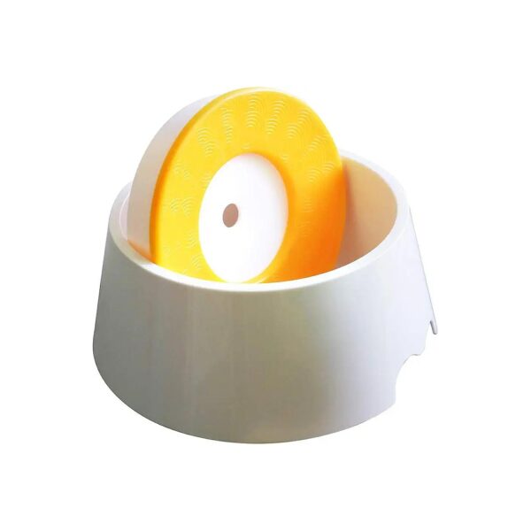 Slow Drinking Pet Water Bowl with Yellow White Design for Large Dogs