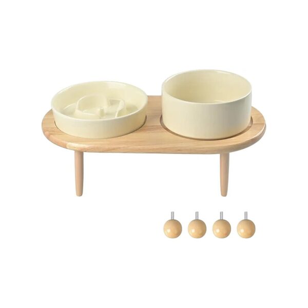 Slow Eating Ridges Ceramic Dog Water Bowl Combo Pack for Small Medium Breeds