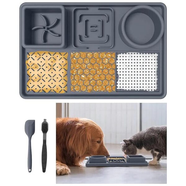 Slow Feeder Dog Bowl with Suction Cups and Licking Mat for Medium Small Dogs