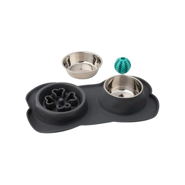 Slow Feeder Dog Bowls for Healthy Eating Habits with Stainless Steel and Silicone