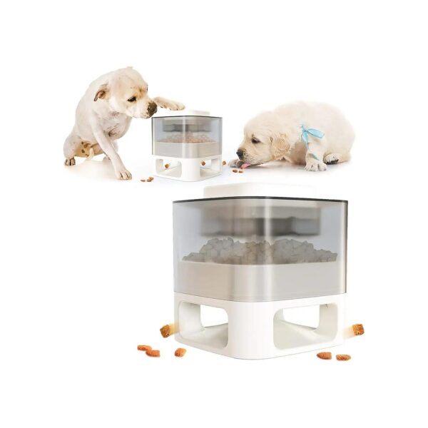 Slow Feeding Dog Feeder with Puzzle Toy Function White