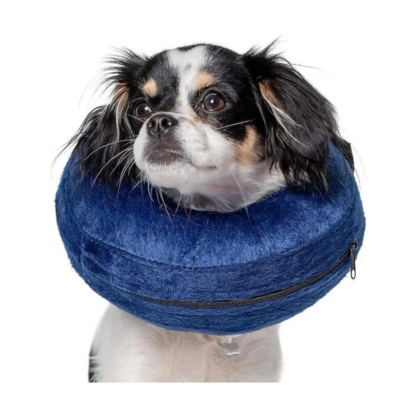 Small Adjustable Waterproof Dog Inflatable Collar with Soft Cover Fabric and Closure