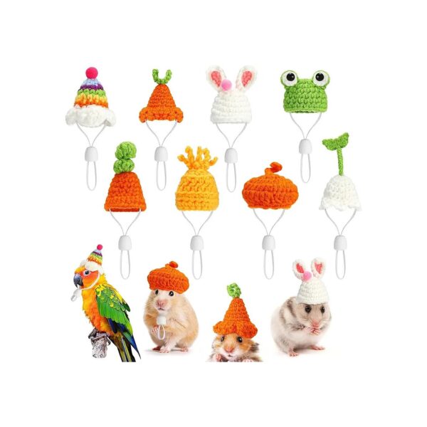 Small Animal costumes with Mini Knitted Hats and Adjustable Straps