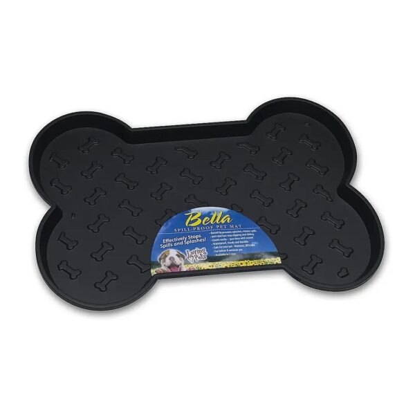 Small Black Pet Mats for Dogs with Raised Lip and Stainless Steel Material