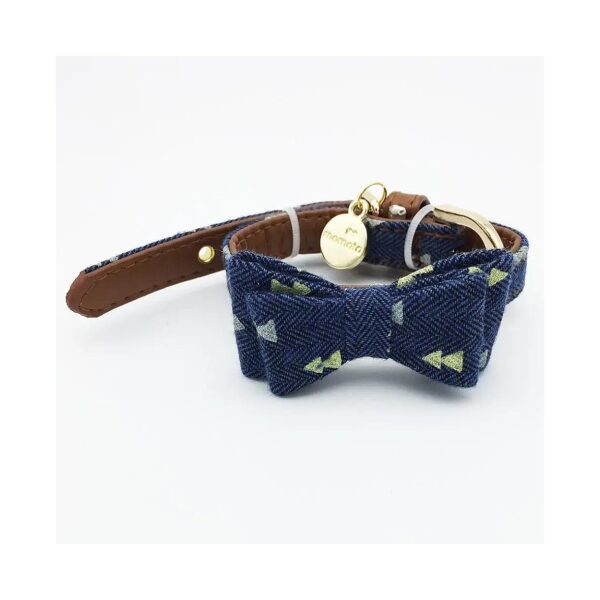 Small Breed Dog Costume Collar with Plaid and Navy Note Bandana Style