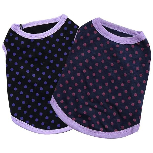 Small Breed Pet Puppy Cat Shirts Soft Breathable Purple Dot Star Print Clothes Outfit