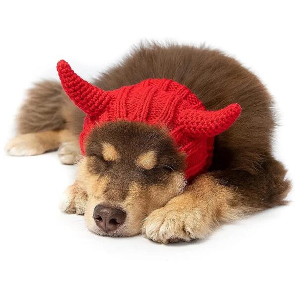 Small Devil Dog Costume with Soft Yarn Ear Covers for Halloween and Holiday Season