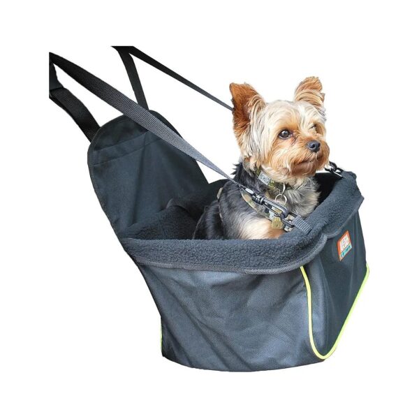 Small Dog Booster Car Seat Cover with Safety Leash - Universal Fit, Black W Green Trim