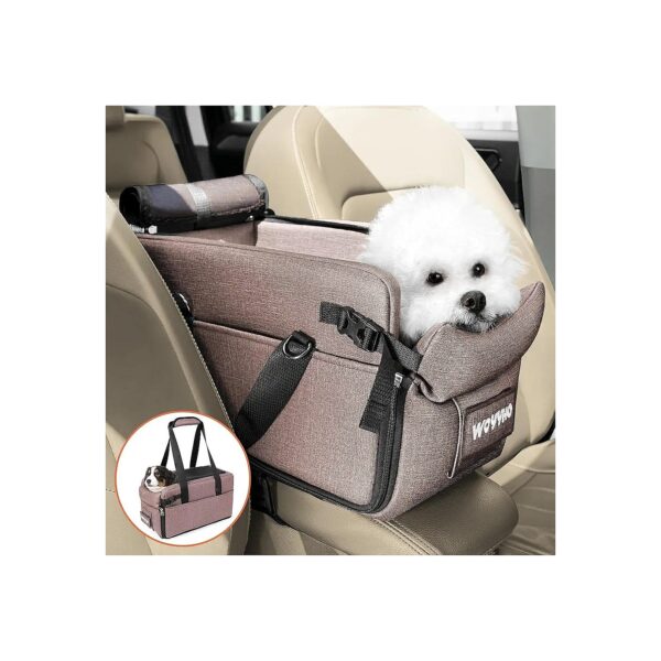 Small Dog Car Seat with Adjustable Safety Belt and Waterproof Leather