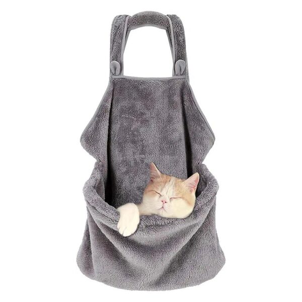 Small Dog Cat Sling Carrier Bag Grey Soft Breathable Cotton Pet Apron Indoors