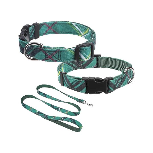 Small Dog Collar and Leash Set for Chihuahua, Yorki, Bulldog - Adjustable Green Gear