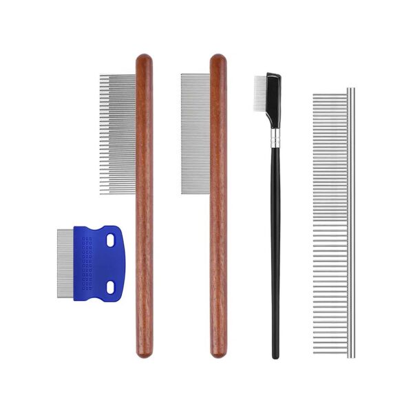 Small Dog Hair Stain Remover Comb Kit with Stainless Steel Teeth and Round Handles