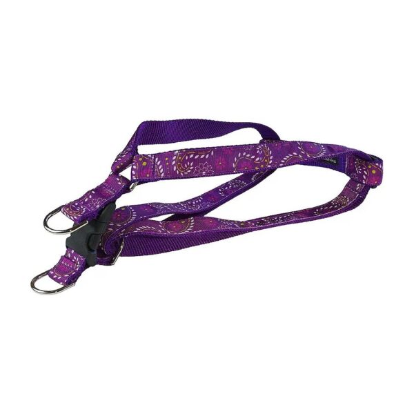 Small Dog Harness Purple Paisley Made in USA 15-21 Inches Adjustable 5/8