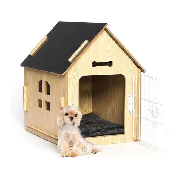 Small Dog House Cozy Wooden Indoor Bed for Puppies and Cats with Air Vents Elevated Floor