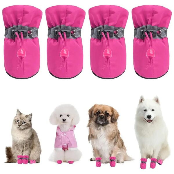 Small Dog Paw Protectors - Soft and Adjustable Dog Boots with Anti-Slip Soles Pink Size 3