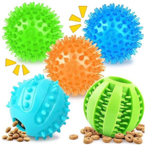 Small Dog Puzzle Toys 5 Pack Interactive Squeaky Balls for Teething Fun IQ Training