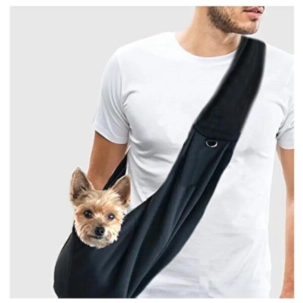 Small Dog Sling Carrier for Travel and Everyday Use Black Metal Construct