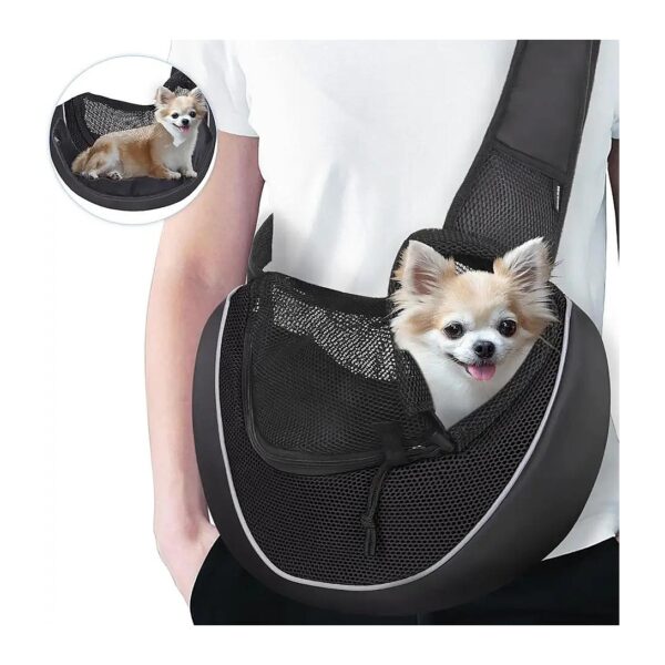 Small Dog Sling with Removable Bottom Plate and Adjustable Shoulder Straps for Travel