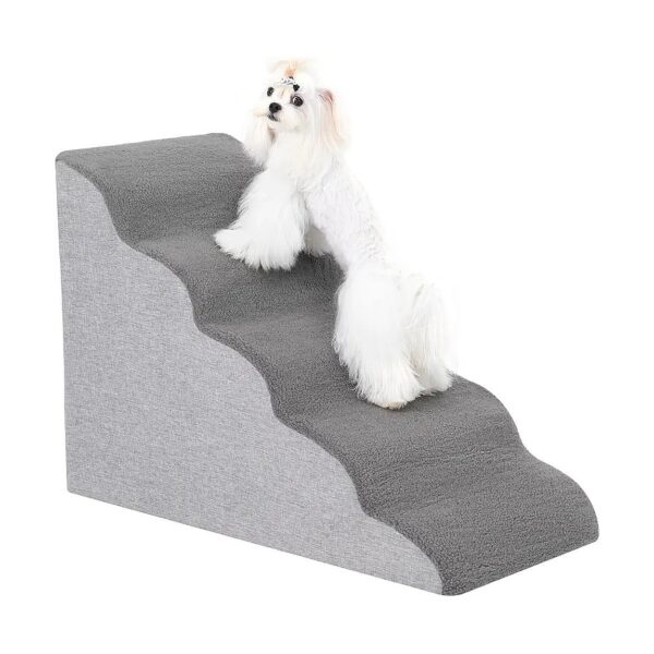 Small Dog Stairs for High Bed Couch - 5 Tier High Density Foam Pet Steps Stairs