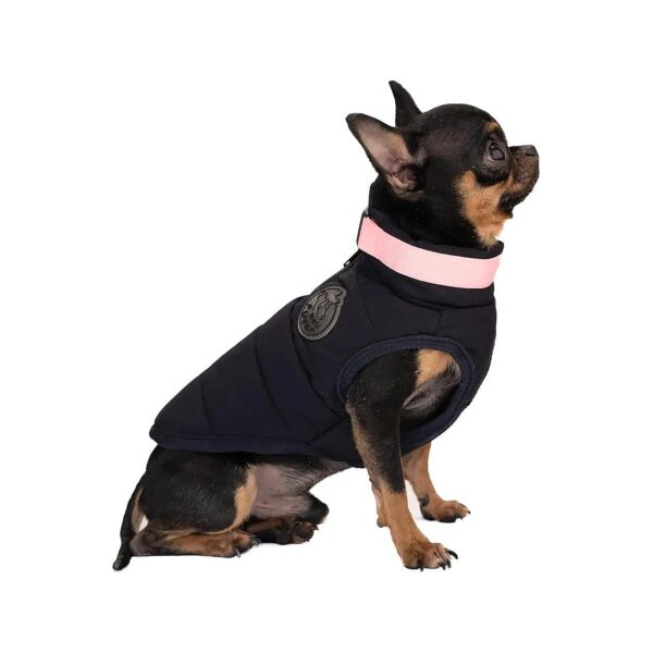 Small Dog Winter Coat Adjustable Neck Girth Padded Jacket Cozy Warm Comfy Clothing Black