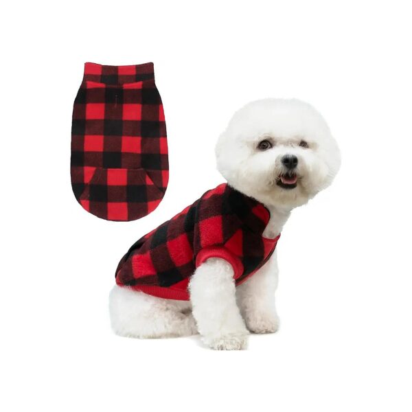 Small Dog Winter Fleece Jacket with Leash Hole and Pocket for Small to Medium Dogs