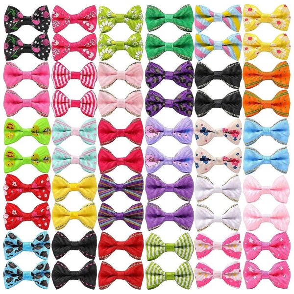 Small Hair Bow for Dogs with Cute Patterns and Metal Clips for Grooming and Hairstyling