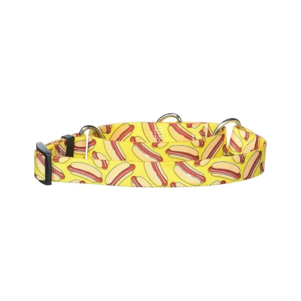 Small Hot Dogs Pattern Polyester Martingale Collar for Dogs with 12-16 Inch Neck Sizes