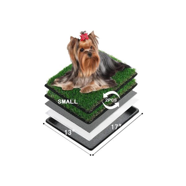 Small Indoor Dog Litter Box Artificial Grass Pads for Puppies Under 6 Lbs