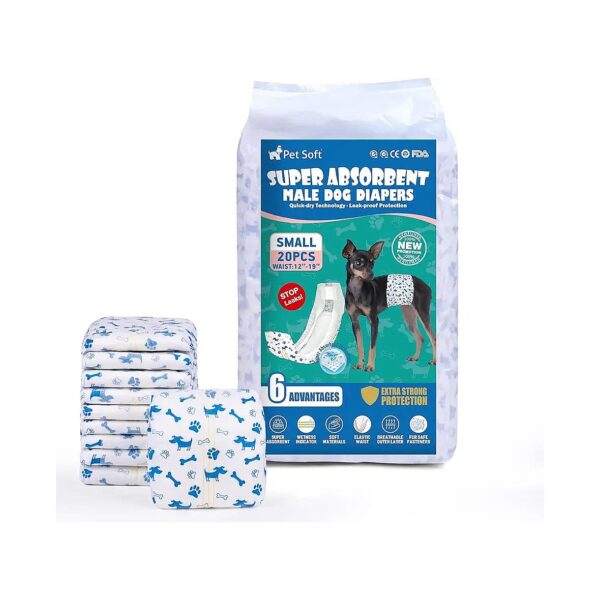 Small Male Dog Diapers for Urinary Incontinence or In-House Training - 20 Countvenient