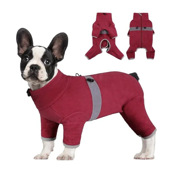 Small Medium Dog Fleece Coat with Legs for Winter Warmth and Comfort