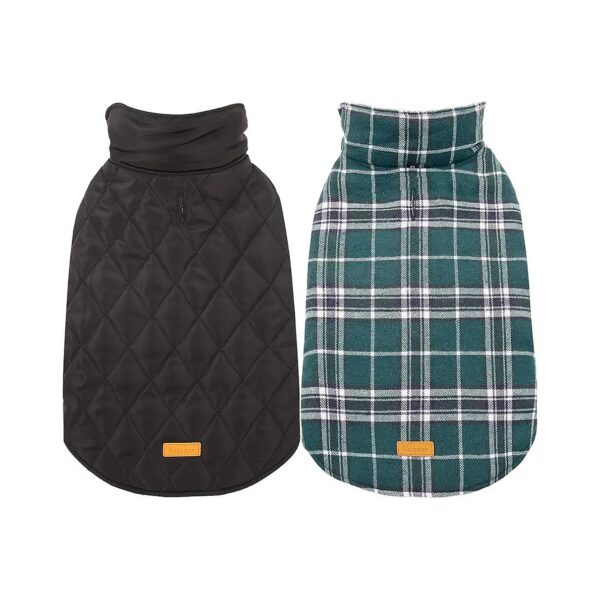 Small Medium Large Dog Winter Coats Kuoser Reversible Waterproof Plaid Pattern Dog Coat